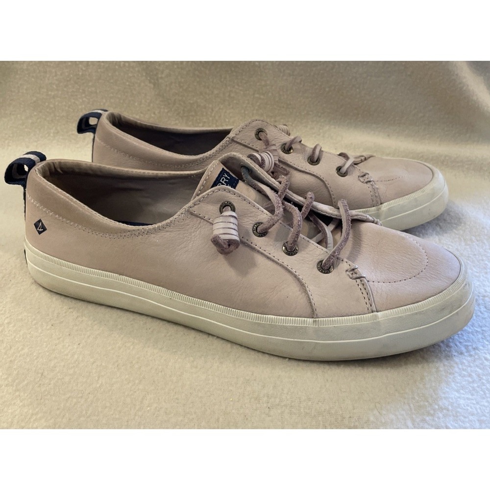 Sperry Crest Vibe Tumbled Leather Rose Blush Sneakers Shoes Tennis Women's 10